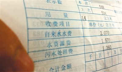 北京市某居民的水费单显示,费用中有水资源费和污水处理费两项附加