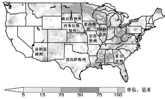 美国7月18—25日降水实况图美国德州高温干旱持续,中西部地区天气