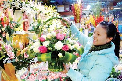 北京莱太花卉市场热闹