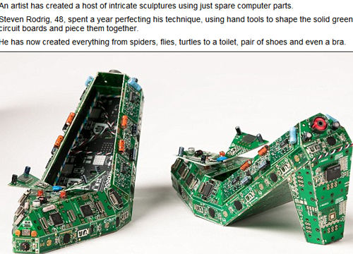 美艺术家用废弃电脑元件打造<em>胸罩</em>马桶等模型(