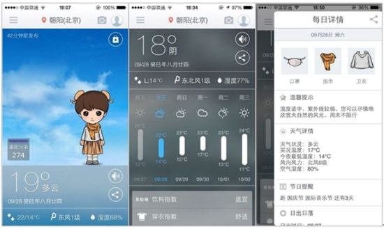 墨迹天气iPhone4.0各大看点:左右滑动最诱人_