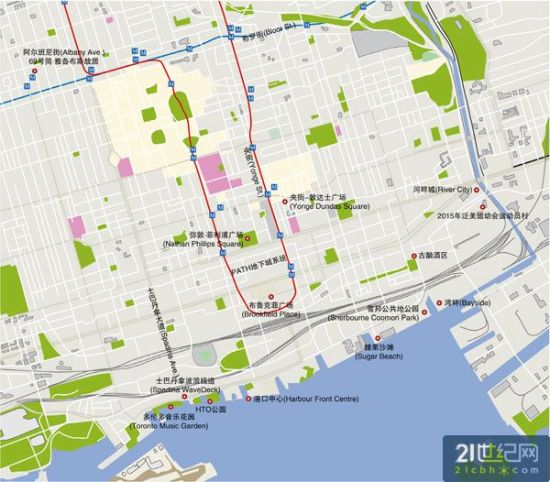 多伦多中心:Downtown步行地图(图)