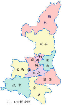 陕西行政区划图(图)