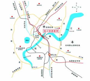 钱江铁路新桥交通示意图