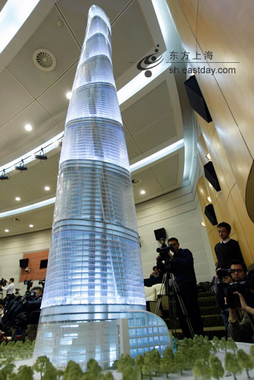 上海中心大厦模型.(来源:东方网)