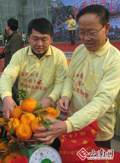 "昨天,云南宾川县委书记陈继谷,县长朱建斌和十余位果农,在昆明国际