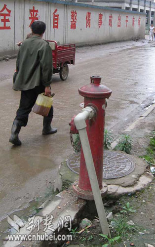 白沙洲大桥旁消防栓被私接水管 居民担忧