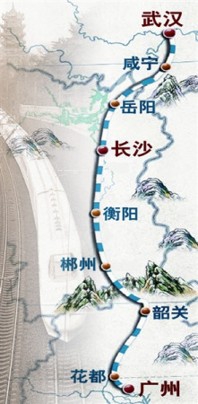 武广客运专线12月试运营每15分钟可发1趟列车