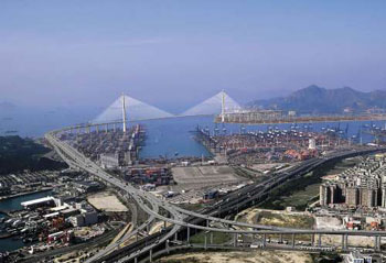 全球第二长斜拉桥香港昂船洲大桥通车(图)
