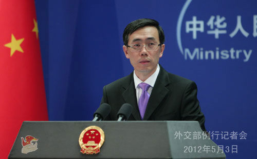　2012年5月3日，外交部发言人刘为民主持例行记者会。
