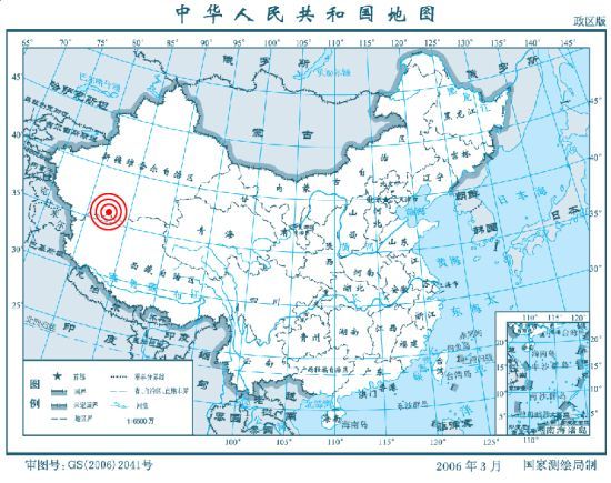 位置图  来源：中国地震信息网