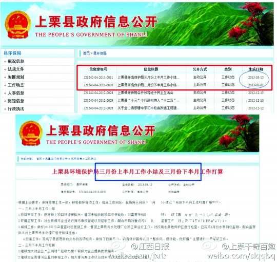 江西上栗环保局网站发表下月总结被指预知未来