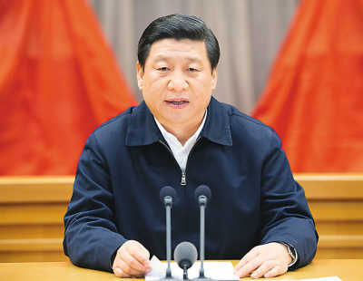 2013年1月5日，习近平在新进中央委员会的委员、候补委员学习贯彻党的十八大精神研讨班开班式上发表重要讲话。 摄影：黄敬文 