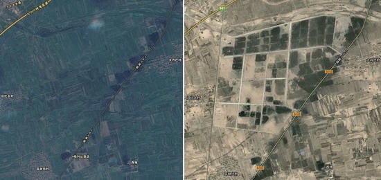 ɳ��Ӫú̿��������������������ռ��ǰ��Ա�ͼ����ͼΪռ��ǰ�ĸ��أ���ͼΪռ�غ��γɵ�ú̿�ӹ���������ͼ��Դ��SOSO��ͼ����ͼ��Դ���ȸ��ͼ����