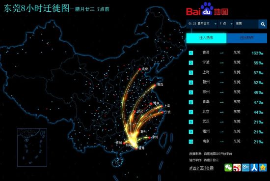 东莞春节前后人口迁徙盘点|东莞|数据|迁徙