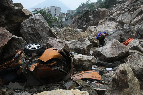 组图:中国四川5.12大地震后的北川