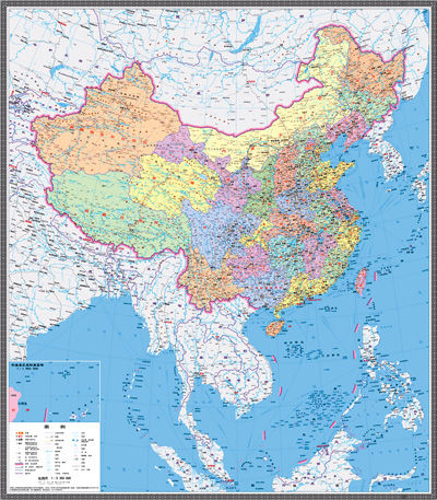 中国陆海疆域的地图,首次将南海诸岛与大陆同比例展示,为维护我国海洋