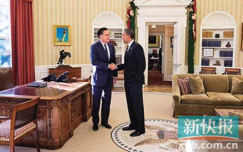 大选后首次会面奥巴马与罗姆尼“相见欢”