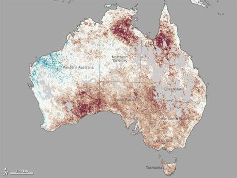 NASA卫星图中的澳洲:这里的炎热不寻常_新浪