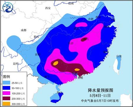 南方迎强降雨 广东中部雨量将超三百毫米|广东