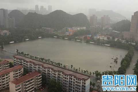 昨日，省较区操场一片汪洋，住户可观“海” （来源：贵阳网）