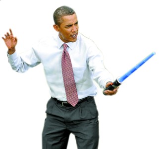 手持激光剑,奥巴马学星球大战