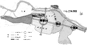 七里河“一心、三轴、四区”规划