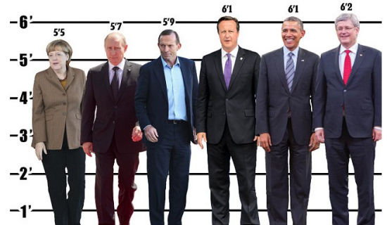 外媒比较各国首脑身高 阿博特和普京差5厘米?