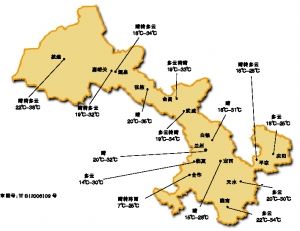 8月3日甘肃省主要城市天气预报示意图(图)