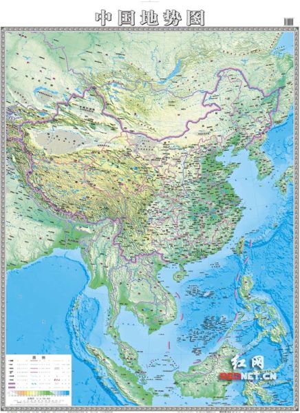 湖南地图出版社推出竖版《中国地势图》