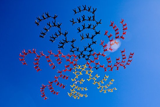 200名跳伞者空中摆高难度造型创下记录(组图)