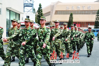 武警清远支队官兵开进广州亚运场馆执勤