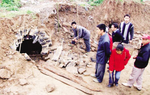 村民修路挖出古墓美女壁画发红光(组图)