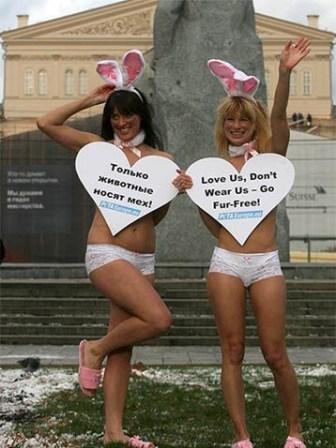 善待动物组织成员莫斯科扮兔<em>女郎裸体</em>抗议(图