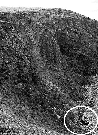 英国男子驾车坠下60米高悬崖后生还(组图)