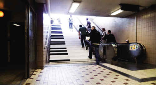 瑞典地铁楼梯踩踏即奏音乐