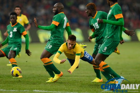 国际足球友谊赛:巴西2-0胜赞比亚[1]