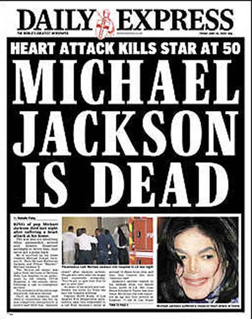 图文:每日电讯报道迈克尔-杰克逊去世