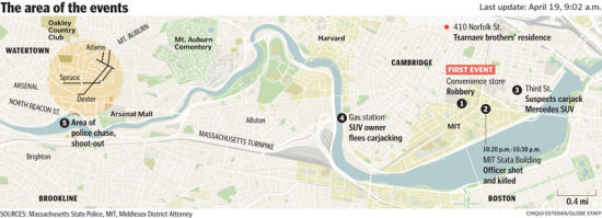 图文:追捕波士顿爆炸案犯地图