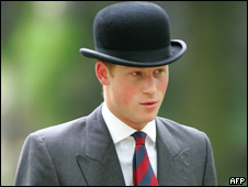 Prince Harry wearing a bowler hat