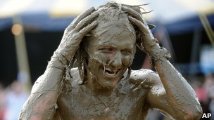 A person in mud
