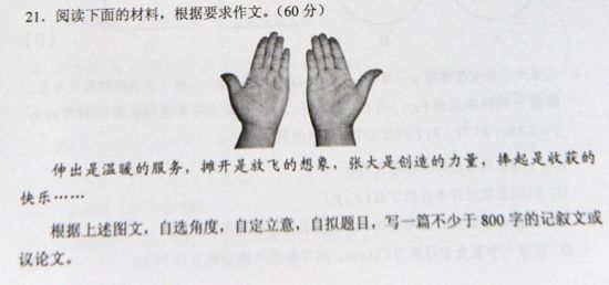 2012年湖南高考作文:一双手