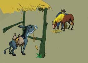 伊索寓言双语小故事:马和驴(图)