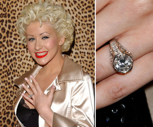 It was nothing but the best for Christina Aguilera, who accepted a Stephen Webster-designed five-carat diamond and platinum ring in February 2005 from her former husband, Jordan Bratman. Christina Aguilera  Stephen Webster Ƶ䡣20052´ǰ Jordan Bratman Ͻӹö䡣