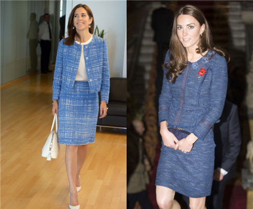 Royal blue: Tweed suits are in style for both women. װǳʺλ