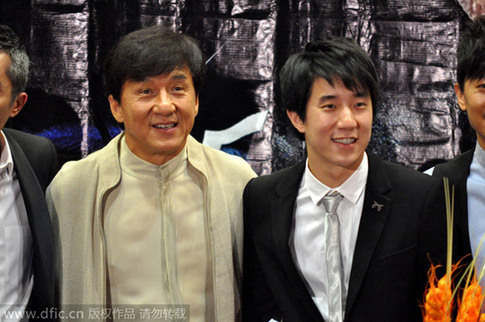 Jackie Chan and his son Jaycee Chan are seen in this file photo taken on June 5, 2012. [Photo/IC]