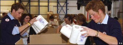 Prince William and Prince Harry working as volunteers