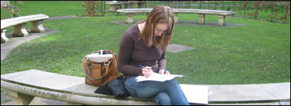 a student reading a book