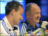Chlesea's captain John Terry with new manager Luiz Felipe Scolari