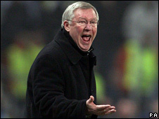 Manchester United manager Alex Ferguson shouting